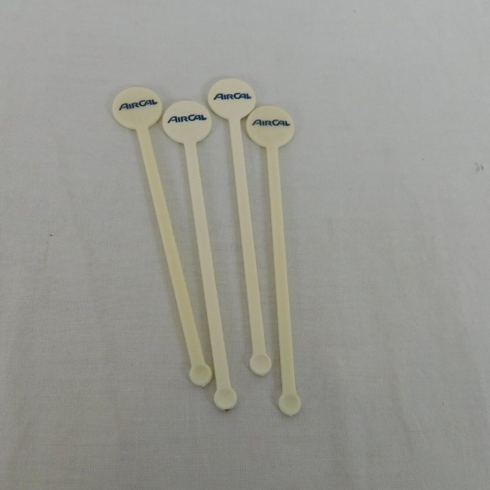 Air California Lot of 4 Vintage Swizzle Stick Stirrer Aircal Airlines Drinks